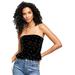 Free People Tops | Freepeople Rosie Embroidered Black Velvet Bustier Top Size Small | Color: Black/Red | Size: S