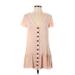 Skylar + Madison Casual Dress - Mini V Neck Short sleeves: Orange Dresses - Women's Size Small