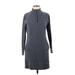 American Giant Casual Dress - Shift High Neck 3/4 sleeves: Gray Solid Dresses - Women's Size Medium