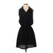 Aqua Casual Dress - Shirtdress: Black Dresses - Women's Size Small