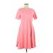 Zenana Premium Casual Dress - A-Line Scoop Neck Short sleeves: Pink Solid Dresses - Women's Size Medium