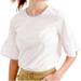 J. Crew Tops | J.Crew White Button Back Top Tipped Bell Sleeve Size 6 Crew Euc Cotton Poplin | Color: Blue/White | Size: 6