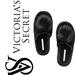 Victoria's Secret Shoes | New Victoria’s Secret Black Pom Pom Slide On Slipper House Shoes | Color: Black | Size: Medium (7-9)