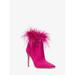 Michael Kors Shoes | Michael Kors Whitby Feather Trim Suede Ankle Boot Deep Fuchsia 6 New | Color: Pink | Size: 6