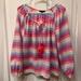J. Crew Tops | J.Crew Peasant Top Womens Colorful Metallic Candy Stripe Tassels Blouse Size S | Color: Pink/Purple | Size: S