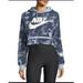 Nike Tops | Nike Modern Hoodie Crop Glacier-Print Sweatshirt Medium Blue & Gray Long Sleeve | Color: Blue/Gray/Red | Size: M
