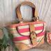 Coach Bags | Host Pickcoach Hampton Sm Tote Purse Zip Pink White Striped Leather Ca | Color: Pink/White | Size: Small Tote