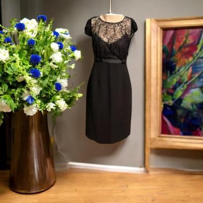 Anthropologie Dresses | Calvin Klein Black Flower Lace Lbd Dress | Color: Black | Size: 8