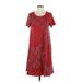 Lularoe Casual Dress - A-Line Scoop Neck Short sleeves: Red Dresses - Women's Size X-Small