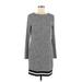 MICHAEL Michael Kors Casual Dress - Sweater Dress: Gray Chevron/Herringbone Dresses - Women's Size Medium