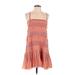 FP One Casual Dress - Mini Square Sleeveless: Orange Print Dresses - Women's Size X-Small