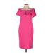 Pink Blush Casual Dress - Sheath Ruffles Short Sleeve: Pink Dresses - Women's Size Medium