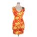 Wild Fable Casual Dress - Bodycon Plunge Sleeveless: Orange Print Dresses - New - Women's Size X-Large