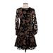 Eliza J Casual Dress - Mini Crew Neck 3/4 Sleeve: Black Print Dresses - Women's Size 0