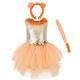 MODRYER Lion Mesh Dress For Girls 1-10Y Stage Show Fancy Dress Suit Kids Animal Themed Dresses Halloween Dress Up Costume With Tail And Ear Set,Orange-7T