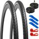 YunSCM 2-Pack 60TPI Nylon Puncture Proof 28 Inch Tyres 28 x 1.60 700 x 40C Sheath 42-622 and 2-Pack 700C Tube 700 x 35/43C AV48 mm Valve Compatible Bicycle Tyres 700 x 40C Reflective Strips and Tubes