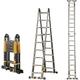 MCZY Stairs Telescoping Ladder, with Slip-Proof Multi-Purpose Ladder Aluminum Extension Folding Ladder Max Load 300Lb Stepladder (Color : Silver, Size : 2.9+2.9m) surprise gift