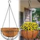 Evoio Large Hanging Basket with Coco Liner 30cm Round Metal Hanging Planters Basket Hanging Flower Pots with Chain for Plants Outdoor Indoor Garden Decor, 2 Pack