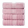 PiccoCasa Bath Towels Viscose(Derived from Bamboo) 4pcs 27x54 Inch Ribbed Luxury Bath Towel Set for Bathroom, Super Soft and Absorbent Pink