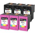 NineLeaf 301XL High Yield Ink Cartridges Replacemement for HP 301 301XL Compatible with HP Deskjet 2540 1510 3055A 1000 2542 1514 Envy 4500 5530 5532 4502 Officejet 2620 4630 4634,3 Black,3 Tri-Colour