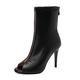 HROYL Peep Toe Heels for Women Dance High Heel Open Toe Latin Dance Boots,DS-9676-02-YG-Black-11-S,UK 6.5
