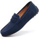 Dress Loafers for Men Slip on Walking Shoes Suede Cow Leather Flats Moccasins Comfortable Driving Shoes Navy Blue Size 7 (890-Dark Blue-41)