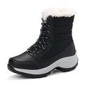 Tabrebull Women's Snow Boots Winter Boots Fur Lined Warm Winter Boots Lace up Warm Shoes Mid Calf Snow Boots Outdoor Anti-Slip Boots Winter Walking Boots for Black 38