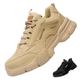 Bawalon Steel Cap Trainers Mens Womens Waterproof Work Trainers, Lightweight Wide Fit Safety Shoes Trainers for Men Women Beige 8 UK (Label Size:43)