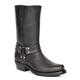 Cowboy Biker Boots Leather Slip on Square Toe Calf Length Western Heels 06RE-HI Black (UK 11)