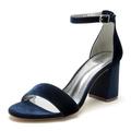 Women's Dress Shoes Low Block Heels Comfortable Chunky Closed Toe Ankle Strap Dress Pump Shoes,Dark Blue,7 UK