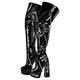 blingqueen Platform Heel Thigh High Boots for Women Chunky Block Heels Booties Zip Up Over The Knee High Boots with Rivets Chains Grommets Buckle Punk Boots Riding Motorcycle Sock Boots Black Size 12