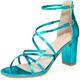 Allegra K Women's Strappy Crisscross Strap Block Heels Sandals Lake Blue 4 UK/Label Size 6 US