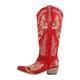 blingqueen Metalllic Boots Cowboy Boots for Women Embroidered Cowgirl Boots Zip Up Knee High Boots Wide Calf Boots Block Chunky Heel Studded Diamond Heel Crystal Rhinestone Western Boots Red Size 6