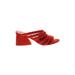 Mercedes Castillo Sandals: Slide Chunky Heel Casual Red Print Shoes - Women's Size 10 1/2 - Open Toe