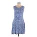 Cable & Gauge Casual Dress - A-Line Scoop Neck Sleeveless: Blue Dresses - Women's Size Large Petite
