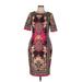 Beige by ECI Casual Dress - Sheath: Burgundy Floral Motif Dresses - Women's Size Medium