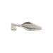 Loeffler Randall Mule/Clog: Slip-on Chunky Heel Casual Silver Shoes - Women's Size 8 1/2 - Almond Toe