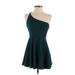 Lucy In The Sky Casual Dress - Mini Open Neckline Sleeveless: Teal Dresses - Women's Size X-Small