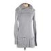 MICHAEL Michael Kors Casual Dress - Mini High Neck Long sleeves: Gray Print Dresses - Women's Size X-Small