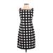 Connected Apparel Casual Dress - Sheath Square Sleeveless: Black Grid Dresses - Women's Size 4 Petite