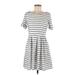 Bordeaux Casual Dress - Mini Scoop Neck Short sleeves: White Print Dresses - Women's Size Medium