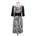 Rachel Roy Casual Dress - Sheath Scoop Neck 3/4 sleeves: Black Print Dresses - Women's Size 4
