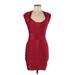 French Connection Cocktail Dress - Mini Scoop Neck Sleeveless: Burgundy Solid Dresses - Women's Size 6