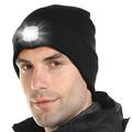 Tutuko Unisex LED Lighted Beanie Cap USB Rechargeable Hands Free 4 LED Headlamp Cap Warm Winter Knitted Hat with LED Flashlight for Hiking Biking Camping (Black)