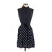 Merona Casual Dress - Shirtdress Collared Sleeveless: Blue Polka Dots Dresses - Women's Size X-Small