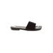 Bass Sandals: Slip-on Chunky Heel Minimalist Black Solid Shoes - Women's Size 8 - Open Toe