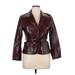 Northside Fashions Faux Leather Jacket: Short Burgundy Print Jackets & Outerwear - Women's Size 15