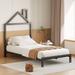 Twin Size Metal Platform Bed with House-Shaped Headboard Design