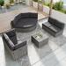 Patio Outdoor Rattan Furniture Daybed Set w/Cushions & Center Table