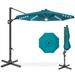 10ft Solar LED Cantilever Patio Umbrella, 360-Degree Rotation Hanging Offset Market Outdoor Sun Shade